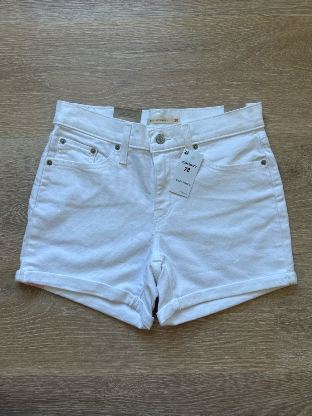 Levi's White Mid-Length Shorts